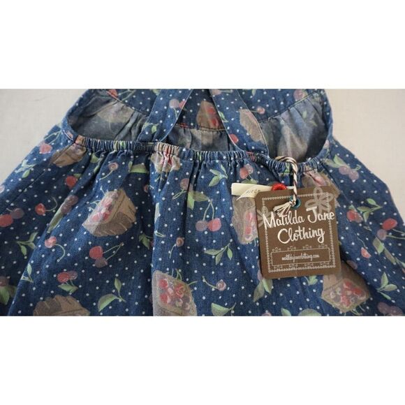 Matilda Jane Girl's Sz 2 Blue Cherry Print Sleeveless Dress - Picture 5 of 5